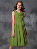 A-line/Princess Scoop Ruffles Sleeveless Short Chiffon Bridesmaid Dresses TPP0005711