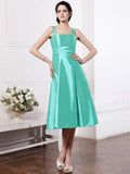 A-Line/Princess Square Sleeveless Ruffles Short Taffeta Bridesmaid Dresses TPP0005855