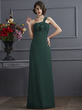 Sheath/Column One-Shoulder Sleeveless Pleats Long Chiffon Bridesmaid Dresses TPP0005791