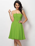 A-Line/Princess Strapless Pleats Sleeveless Short Chiffon Bridesmaid Dresses TPP0005762