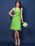 Sheath/Column Halter Bowknot Sleeveless Short Chiffon Bridesmaid Dresses TPP0005707