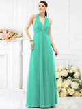 A-Line/Princess Halter Beading Sleeveless Long Chiffon Bridesmaid Dresses TPP0005808