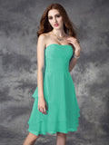 A-line/Princess Strapless Ruffles Sleeveless Short Chiffon Bridesmaid Dresses TPP0005837