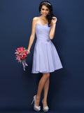 A-Line/Princess Sweetheart Pleats Sleeveless Short Taffeta Bridesmaid Dresses TPP0005783