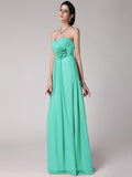 Sheath/Column Sweetheart Sleeveless Pleats Hand-Made Flower Long Chiffon Bridesmaid Dresses TPP0005798