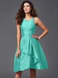 A-Line/Princess Scoop Ruffles Sleeveless Short Taffeta Bridesmaid Dresses TPP0005721