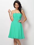 A-Line/Princess Strapless Pleats Sleeveless Short Chiffon Bridesmaid Dresses TPP0005762