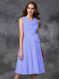 A-line/Princess Scoop Ruffles Sleeveless Short Chiffon Bridesmaid Dresses TPP0005711