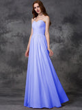 A-line/Princess Sleeveless Sweetheart Ruffles Long Chiffon Bridesmaid Dresses TPP0005741