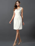 A-Line/Princess Scoop Pleats Sleeveless Short Chiffon Bridesmaid Dresses TPP0005728