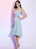 A-Line/Princess Strapless Sleeveless Pleats Short Chiffon Bridesmaid Dresses TPP0005750