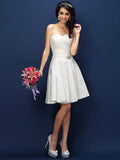 A-Line/Princess Sweetheart Pleats Sleeveless Short Taffeta Bridesmaid Dresses TPP0005783