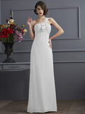 Sheath/Column One-Shoulder Sleeveless Pleats Long Chiffon Bridesmaid Dresses TPP0005791