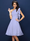 A-Line/Princess One-Shoulder Sleeveless Short Chiffon Bridesmaid Dresses TPP0005767