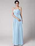 Sheath/Column Halter Sleeveless Hand-Made Flower Long Chiffon Bridesmaid Dresses TPP0005817