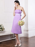 A-Line/Princess Strapless Sleeveless Sash Short Satin Bridesmaid Dresses TPP0005801