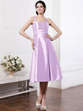 A-Line/Princess Square Sleeveless Ruffles Short Taffeta Bridesmaid Dresses TPP0005855