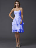 Sheath/Column Sweetheart Sleeveless Short Chiffon Bridesmaid Dresses TPP0005867