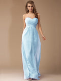 Sheath/Column Sweetheart Sleeveless Long Beading Ruffles Chiffon Bridesmaid Dresses TPP0005772