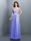 A-Line/Princess Square Pleats Sleeveless Long Chiffon Bridesmaid Dresses TPP0005726