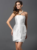 Sheath/Column Strapless Sleeveless Short Taffeta Bridesmaid Dresses TPP0005860