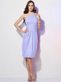 Sheath/Column One-Shoulder Sleeveless Beading Short Chiffon Bridesmaid Dresses TPP0005787