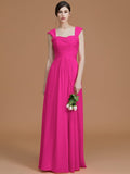 A-Line/Princess Sweetheart Sleeveless Floor-Length Ruched Chiffon Bridesmaid Dresses TPP0005828