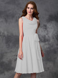 A-line/Princess Scoop Ruffles Sleeveless Short Chiffon Bridesmaid Dresses TPP0005711