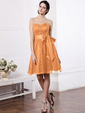 A-Line/Princess Sweetheart Sleeveless Sash Short Lace Bridesmaid Dresses TPP0005804