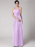 Sheath/Column Halter Sleeveless Hand-Made Flower Long Chiffon Bridesmaid Dresses TPP0005817