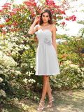 A-Line/Princess Sweetheart Hand-Made Flower Sleeveless Short Chiffon Bridesmaid Dresses TPP0005724