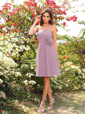 A-Line/Princess Sweetheart Hand-Made Flower Sleeveless Short Chiffon Bridesmaid Dresses TPP0005724