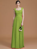 A-Line/Princess Sweetheart Sleeveless Floor-Length Ruched Chiffon Bridesmaid Dresses TPP0005828