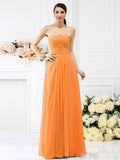 A-Line/Princess Strapless Pleats Sleeveless Long Chiffon Bridesmaid Dresses TPP0005732