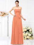 A-Line/Princess Strapless Sash/Ribbon/Belt Sleeveless Long Chiffon Bridesmaid Dresses TPP0005731