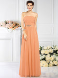 A-Line/Princess Strapless Pleats Sleeveless Long Chiffon Bridesmaid Dresses TPP0005716