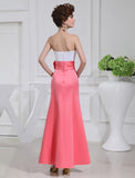 A-Line/Princess Hand-made Flower Sleeveless Satin Long Bridesmaid Dresses TPP0005839