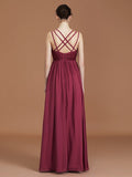 A-Line/Princess Lace Sweetheart Chiffon Ruched Floor-Length Bridesmaid Dresses TPP0005841