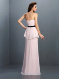 Sheath/Column Sweetheart Sash/Ribbon/Belt Sleeveless Long Chiffon Bridesmaid Dresses TPP0005830