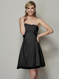 A-Line/Princess Strapless Sleeveless Pleats Applique Short Chiffon Bridesmaid Dresses TPP0005739