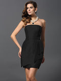 Sheath/Column Strapless Sleeveless Short Taffeta Bridesmaid Dresses TPP0005860