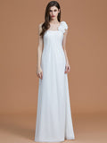 A-Line/Princess One-Shoulder Sleeveless Floor-Length Hand-Made Flower Chiffon Bridesmaid Dresses TPP0005865