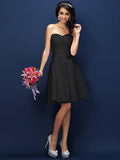 A-Line/Princess Sweetheart Pleats Sleeveless Short Taffeta Bridesmaid Dresses TPP0005783