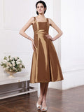 A-Line/Princess Square Sleeveless Ruffles Short Taffeta Bridesmaid Dresses TPP0005855