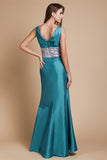 Sheath/Column V-Neck Sleeveless Sash/Ribbon/Belt Taffeta Bridesmaid Dresses TPP0005869