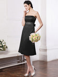 A-Line/Princess Strapless Sleeveless Sash Short Satin Bridesmaid Dresses TPP0005801