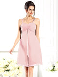 A-Line/Princess Spaghetti Straps Sleeveless Short Chiffon Bridesmaid Dresses TPP0005823