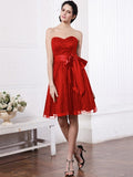 A-Line/Princess Sweetheart Sleeveless Sash Short Lace Bridesmaid Dresses TPP0005804