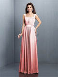 A-Line/Princess Square Pleats Sleeveless Long Chiffon Bridesmaid Dresses TPP0005726