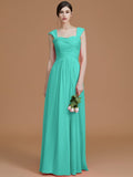 A-Line/Princess Sweetheart Sleeveless Floor-Length Ruched Chiffon Bridesmaid Dresses TPP0005828